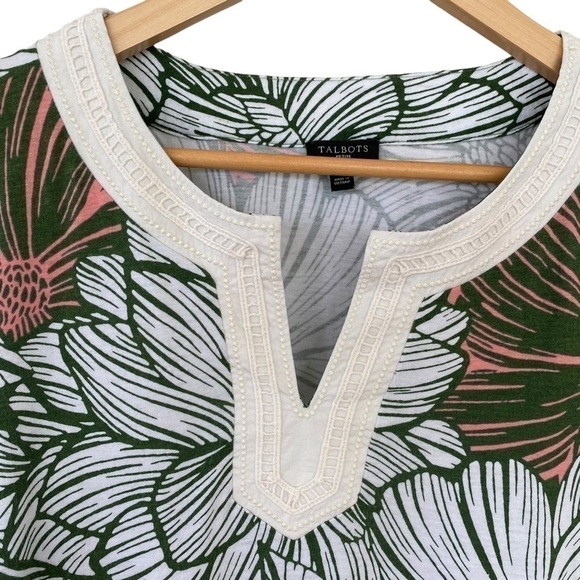 Talbots tunic in a stretch jersey knit, tropical  floral print - Picture 6 of 9